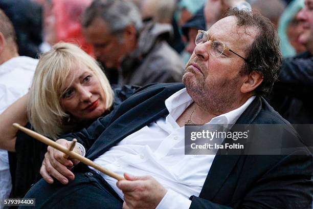 German comedian and actor Ottfried Fischer and his girlfriend Simone Brandlmeier attend the Scorpions Concert during the Thurn & Taxis Castle...