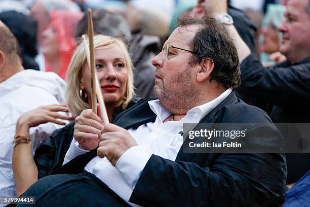 German comedian and actor Ottfried Fischer and his girlfriend Simone Brandlmeier attend the Scorpions Concert during the Thurn & Taxis Castle...