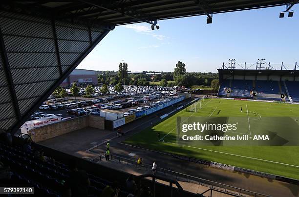 General view of the car park of the stadium before the Pre-Season Friendly match between Oxford United and Leicester City at Kassam Stadium on July...
