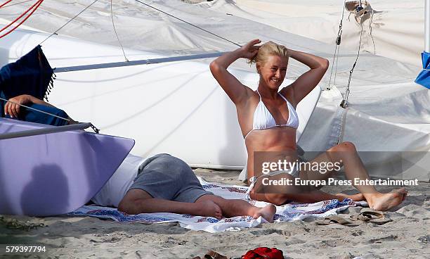 Ana Duato and Miguel Angel Bernardeau are seen on July 14, 2016 in Ibiza, Spain.