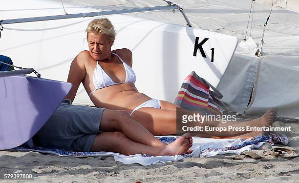Ana Duato and Miguel Angel Bernardeau are seen on July 14, 2016 in Ibiza, Spain.