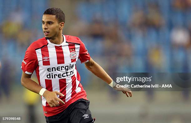 Adam Maher of PSV Eindhoven during the match between PSV Eindhoven and FC Porto at Gelredome on July 21, 2016 in Arnhem, Netherlands.