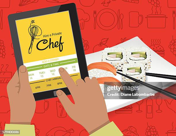 hire a private chef mobile app - futomaki stock illustrations