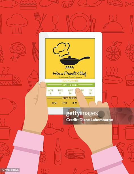 hire a private chef mobile app - chef hands stock illustrations