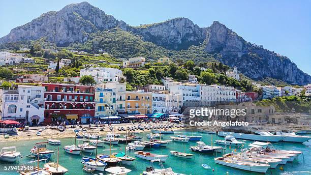 capri island landscape, marina grande. - capri italy stock pictures, royalty-free photos & images