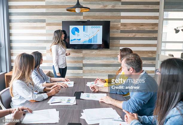 woman making a business presentation - business plan stock pictures, royalty-free photos & images