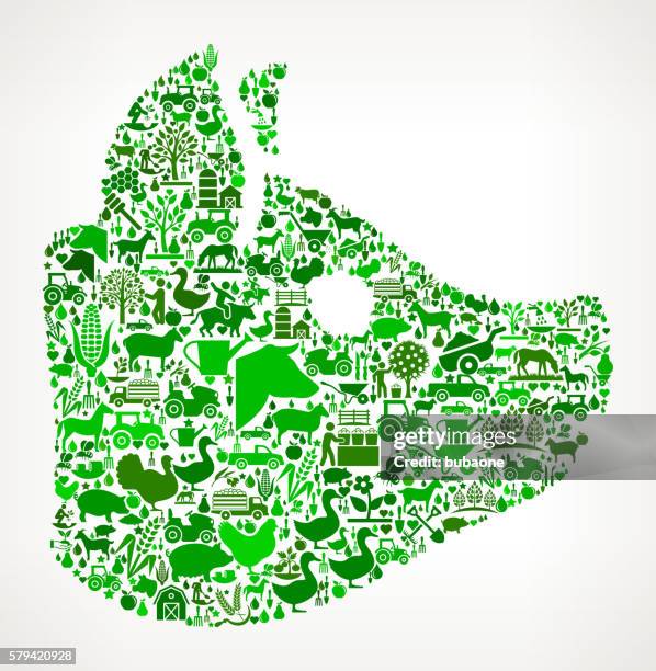 pig's head farming and agriculture green icon pattern - sheep face vector stock illustrations