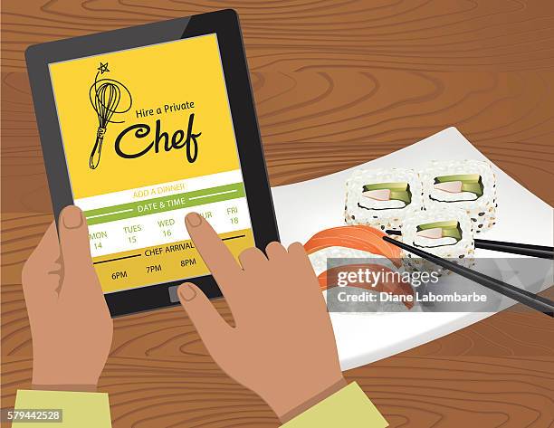 hire a private chef mobile app - futomaki stock illustrations
