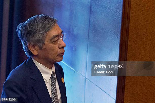 Japan's Governor of the Bank of Japan Haruhiko Kuroda attends the G20 Finance Ministers and Central Bank Governors meeting on July 24, 2016 in...