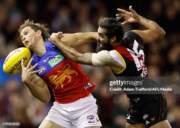 During the 2016 AFL Round 18 match between the Essendon Bombers and the Brisbane Lions at Etihad Stadium on July 24, 2016 in Melbourne, Australia.