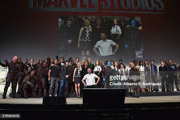The casts and filmmakers from Marvel Studios attend the San Diego Comic-Con International 2016 Marvel Panel in Hall H on July 23, 2016 in San Diego,...