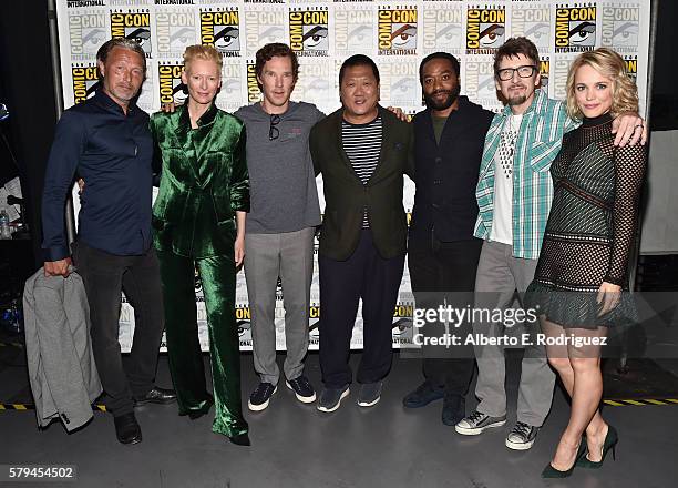 Actors Mads Mikkelsen, Tilda Swinton, Benedict Cumberbatch, Benedict Wong, Chiwetel Ejiofor, director Scott Derrickson and actress Rachel McAdams...