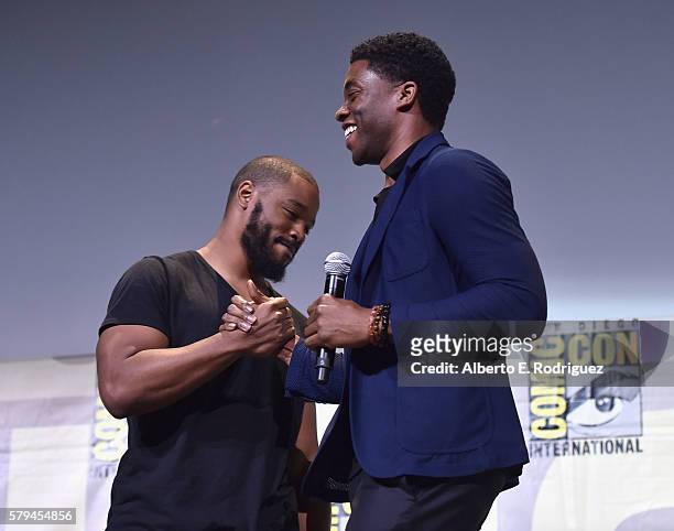 Director Ryan Coogler and actor Chadwick Boseman from Marvel Studios "Black Panther attend the San Diego Comic-Con International 2016 Marvel Panel...