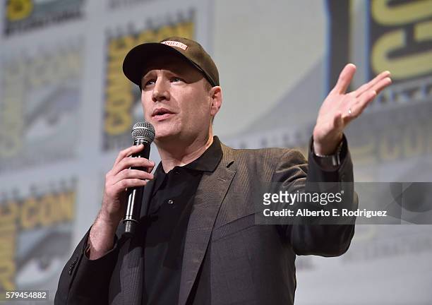 Marvel Studios president and producer Kevin Feige attends the San Diego Comic-Con International 2016 Marvel Panel in Hall H on July 23, 2016 in San...