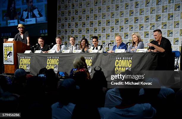 Moderator Dominic Patten, Director Sam Raimi, producer Robert Tapert, actor Ted Raimi, actress Dana DeLorenzo, actor Ray Santiago, actor Lee Majors,...