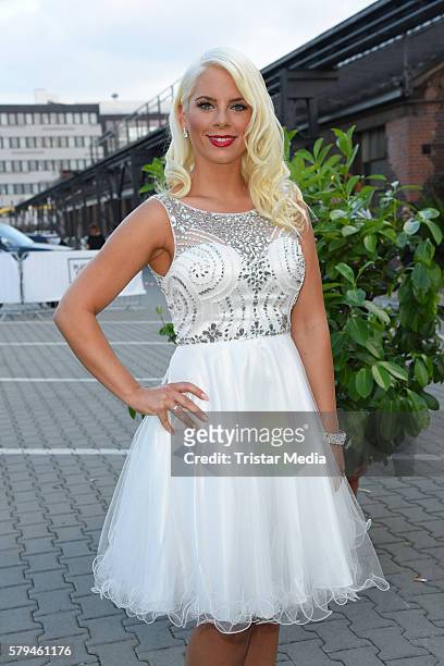 Jennifer Jenny Frankhauser attends the Unique show during Platform Fashion July 2016 at Areal Boehler on July 23, 2016 in Duesseldorf, Germany.