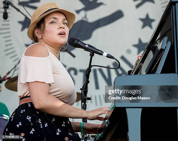 Norah Jones performs during the Newport Folk Festival at Fort Adams State Park on July 23, 2016 in Newport, Rhode Island.