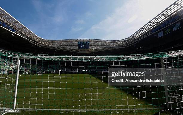 General view of the stadium before the match between Palmeiras and Atletico MG for the Brazilian Series A 2016 at Allianz Parque stadium on July 24,...