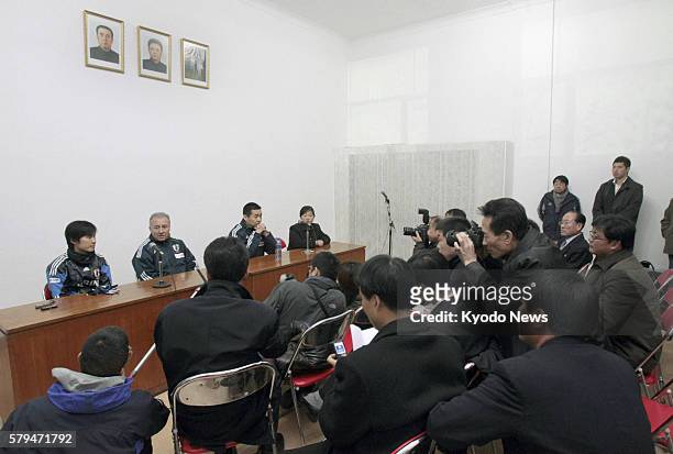 North Korea - Japan national soccer team coach Alberto Zaccheroni holds a press conference at Pyongyang's Kim Il Sung Stadium after the players...
