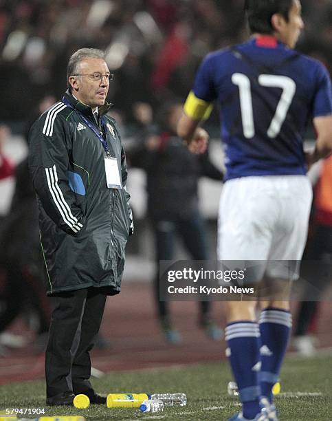 North Korea - Japan national soccer team coach Alberto Zaccheroni is seen shortly after Japan lose 0-1 to North Korea in a World Cup qualifier at...
