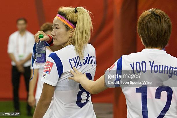 Cohyun Cho of the Korea Republic looks over to the field for the last time after being defeated by France 3-0 at the FIFA Women's World Cup 2015...