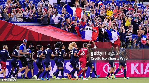 The French team are applauded during a lap of honour after the FIFA 2015 Women's World Cup Round of 16 match between France and Korea at the Olympic...