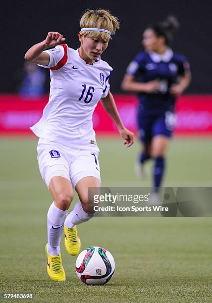 Kang Yumi of Korea Republicduring the FIFA 2015 Women's World Cup Round of 16 match between France and Korea at the Olympic Stadium in Montreal,...