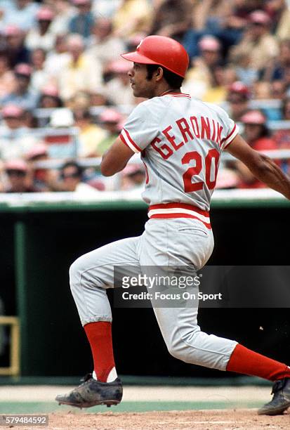 Cesar Geronimo of the Cincinnati Reds bats against the Philadelphia News  Photo - Getty Images