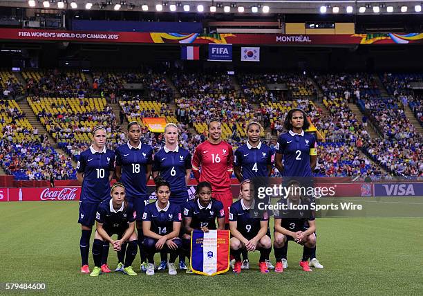 The French starting XI pose for the photographers before the FIFA 2015 Women's World Cup Round of 16 match between France and Korea at the Olympic...