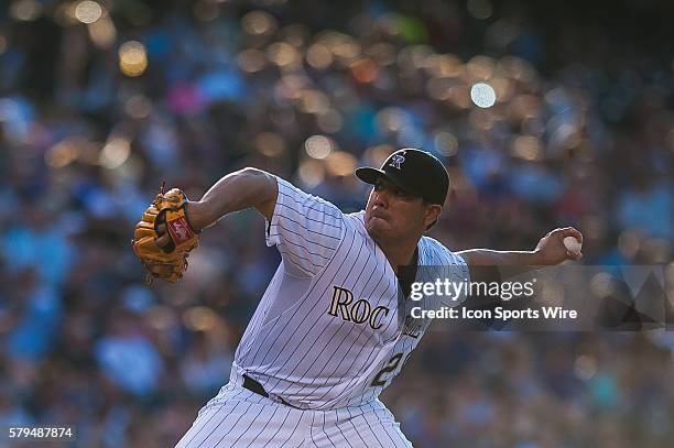 Colorado Rockies starting pitcher Jorge De La Rosa pitches during a regular season Major League Baseball game between the Milwaukee Brewers and the...