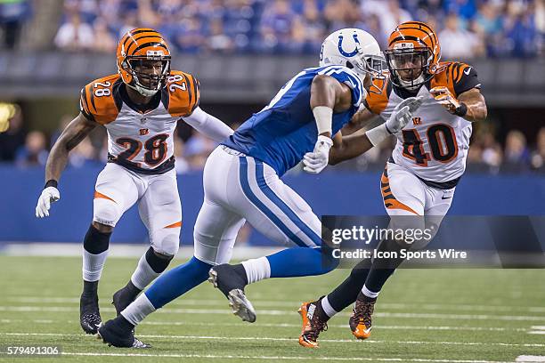 Cincinnati Bengals cornerback Troy Hill and Cincinnati Bengals free safety Derron Smith during a week 4 preseason NFL game between the Indianapolis...