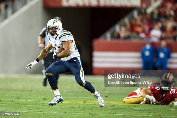 San Diego Chargers running back Donald Brown runs the ball during an NFL football game between the San Francisco 49ers and the San Diego Chargers at...