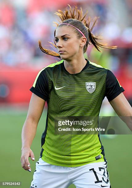 Alex Morgan of USA during the pre-game warm up before the FIFA Women's World Cup Quarter-Final match between China and the USA at Lansdowne Stadium...