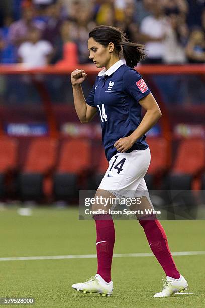 France midfielder Louisa Necib reacts during the 2015 FIFA Women's World Cup Quarter final match between Germany and France at the Olympic Stadium in...