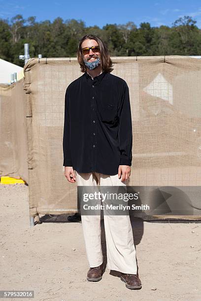 Festival goer fashions a glitter beard during Splendour in the Grass 2016 on July 22, 2016 in Byron Bay, Australia.