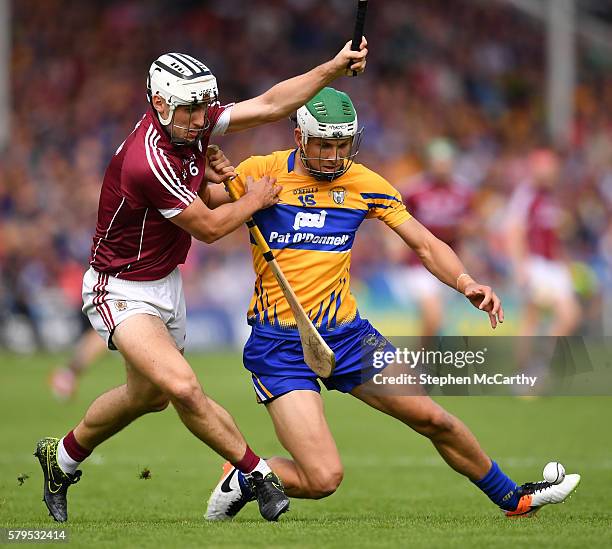 Tipperary , Ireland - 24 July 2016; Aron Shanagher of Clare in action against Daithí Burke of Galway during the GAA Hurling All-Ireland Senior...