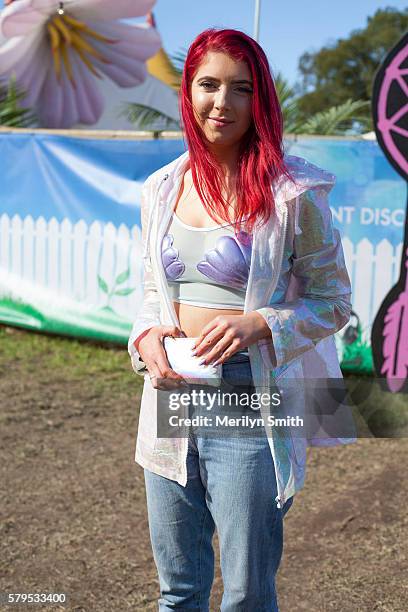 Festival goer poses in an iridescent outfit during Splendour in the Grass 2016 on July 22, 2016 in Byron Bay, Australia.