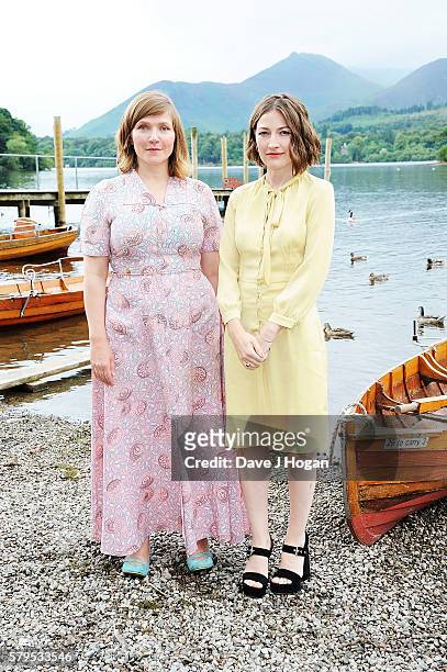 Jessica Hynes and Kelly Macdonald arrive for the World Premiere of "Swallows and Amazons" at Theatre by the Lake on July 24, 2016 in Keswick, England.