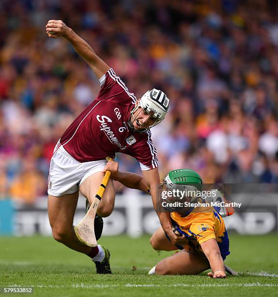 Tipperary , Ireland - 24 July 2016; Daithí Burke of Galway in action against Aron Shanagher of Clare during the GAA Hurling All-Ireland Senior...