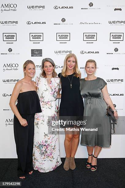 Linn Rieso, Julia Rau, Laura Schreier and Wiebke Schillberg attend the Platform Fashion Selected show during Platform Fashion July 2016 at Areal...