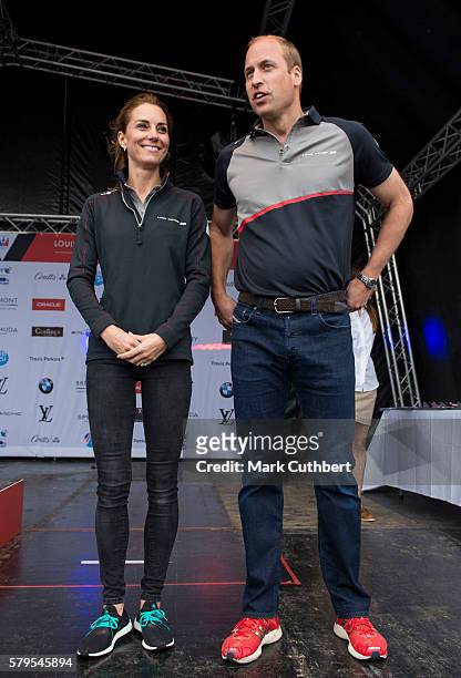 Catherine, Duchess of Cambridge and Prince William, Duke of Cambridge attend the trophy presentation of the America's Cup World Series on July 24,...