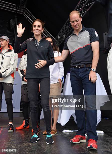 Catherine, Duchess of Cambridge and Prince William, Duke of Cambridge attend the America's Cup World Series at the Race Village on July 24, 2016 in...