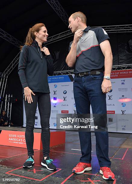 Catherine, Duchess of Cambridge and Prince William, Duke of Cambridge attend the America's Cup World Series at the Race Village on July 24, 2016 in...