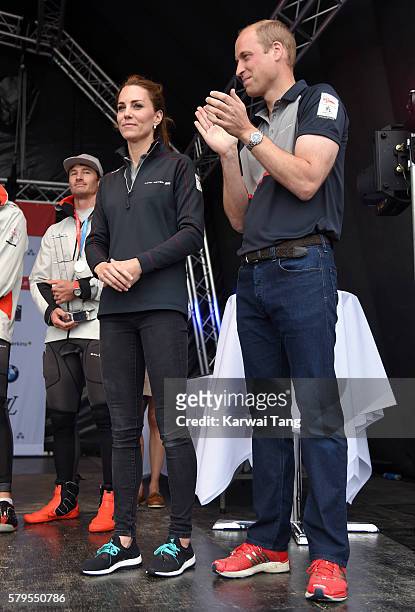 Catherine, Duchess of Cambridge and Prince William, Duke of Cambridge attend the America's Cup World Series at the Race Village on July 24, 2016 in...