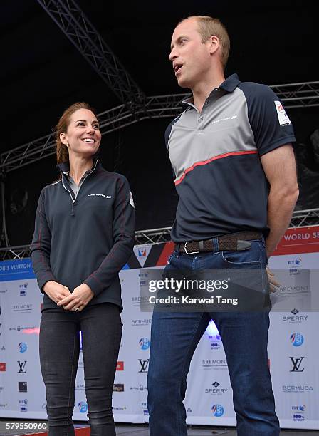 Catherine, Duchess of Cambridge and Prince William, Duke of Cambridge attend the America's Cup World Series at the Race Village on July 24, 2016 in...