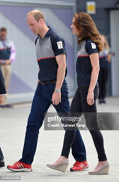 Catherine, Duchess of Cambridge and Prince William, Duke of Cambridge attend the America's Cup World Series at BAR HQ on July 24, 2016 in Portsmouth,...