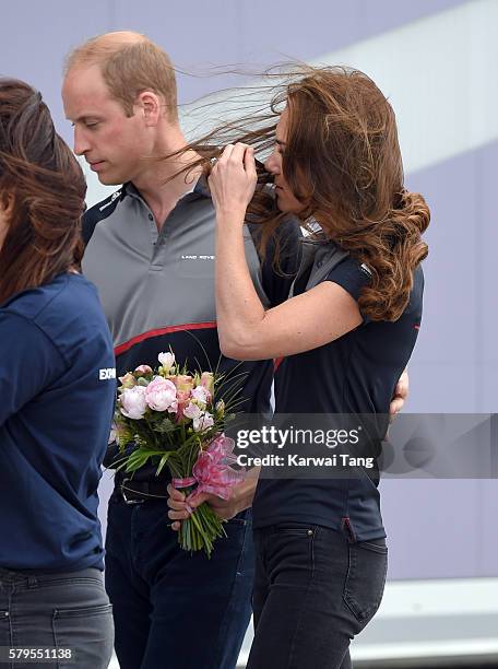 Catherine, Duchess of Cambridge and Prince William, Duke of Cambridge attend the America's Cup World Series at BAR HQ on July 24, 2016 in Portsmouth,...