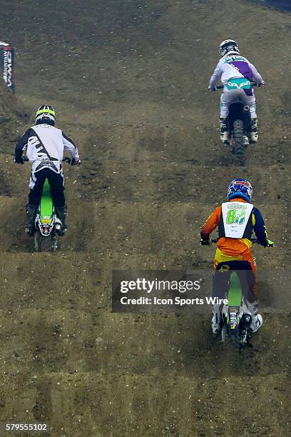 Kawasaki rider James Milson during the race of the AMSOIL Arenacross at the Smoothie King Center in New Orleans, LA.