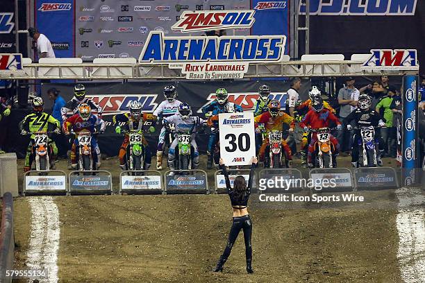 The start of race 1 begins during the race of the AMSOIL Arenacross at the Smoothie King Center in New Orleans, LA.