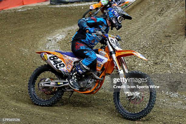 March 21, 2015 - KTM rider Clay Elliott during the race of the AMSOIL Arenacross at the Smoothie King Center in New Orleans, LA.